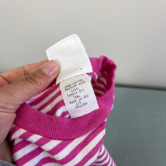 Vintage Tucker's Toes Pink Striped T-Shirt Romper 6-9 Months USA - Picture 4 of 6